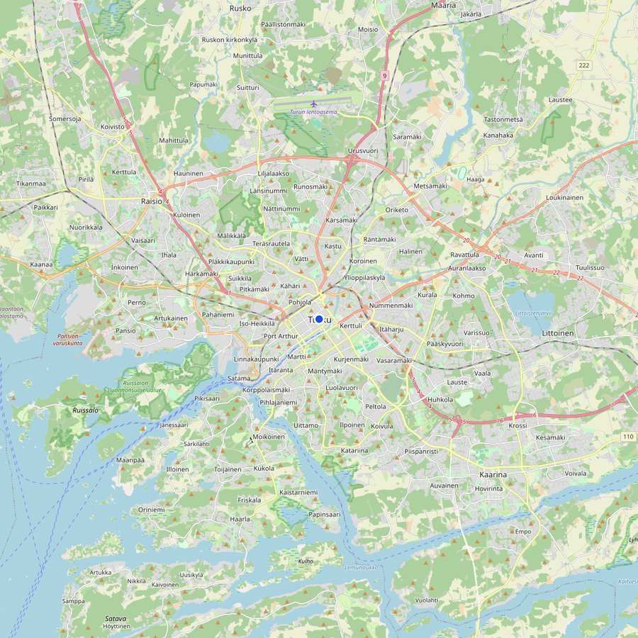 Map: where Turku, Finland is