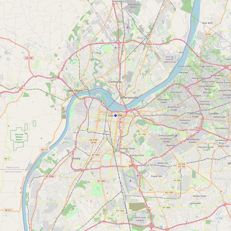 Karte: wo Louisville, Kentucky liegt