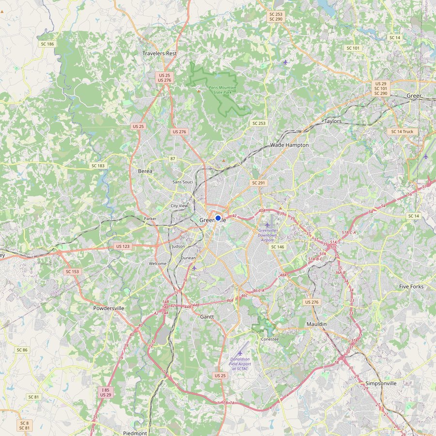 Karte: wo Greenville, South Carolina liegt