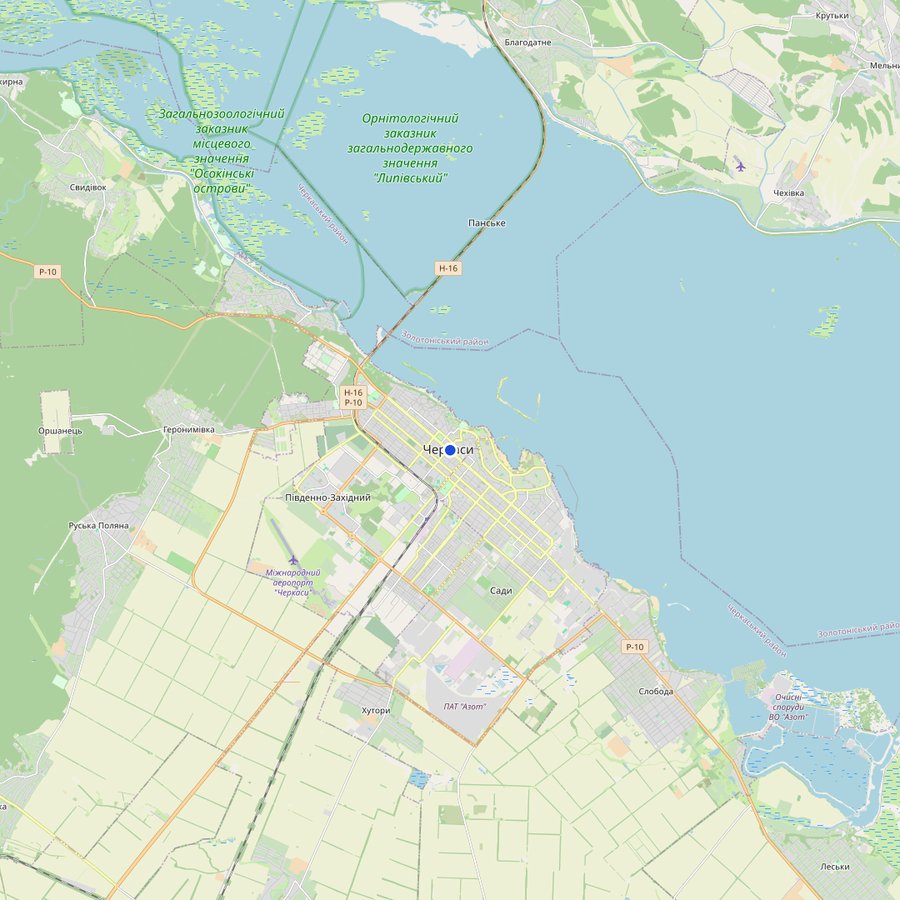 Mapa: dónde está Музей Кобзаря Т. Г. Шевченка, Черкаси, Україна