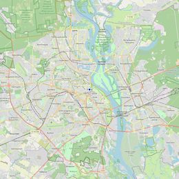 La mappa mostra Kiev con le sue strade e fiumi.