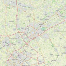 Die Karte zeigt ein Netzwerk von Straßen und Städten im Raum Kortrijk.